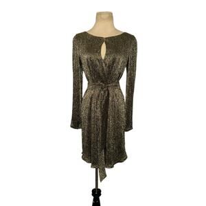 City Studio gold long sleeves belted mini party dress size XS